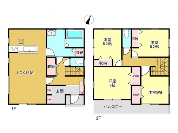 春日部市緑町、新築一戸建ての間取り画像です