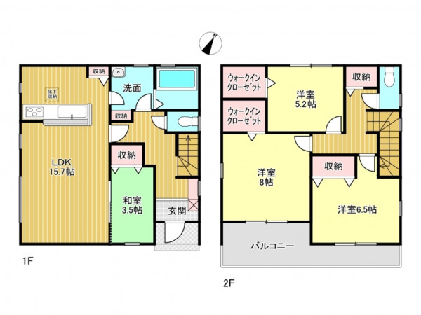 春日部市緑町、新築一戸建ての間取り画像です