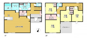 春日部市緑町、新築一戸建ての間取り画像です
