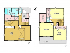 春日部市下蛭田、新築一戸建ての間取り画像です
