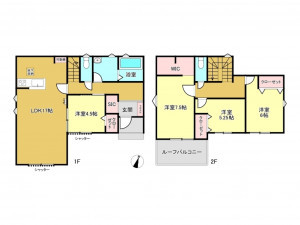 春日部市大沼、新築一戸建ての間取り画像です
