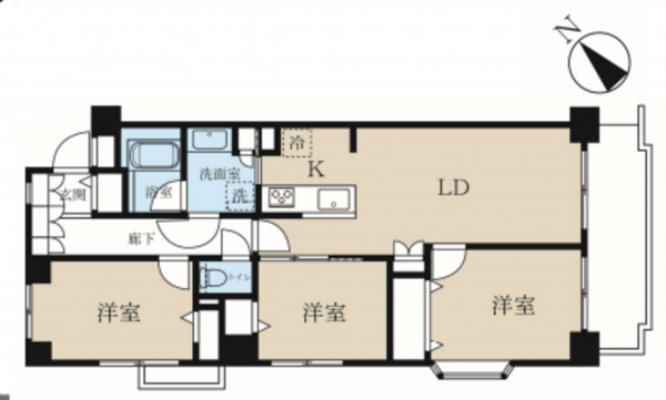 春日部市一ノ割、中古マンションの間取り画像です
