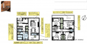 春日部市西金野井、新築一戸建ての間取り画像です