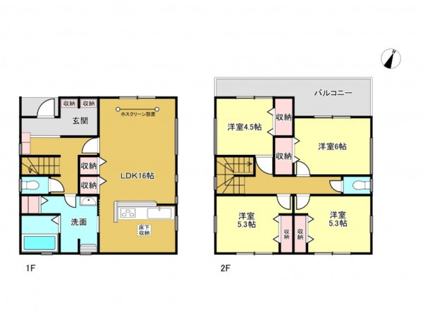 春日部市西金野井、新築一戸建ての間取り画像です