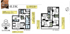 春日部市西金野井、新築一戸建ての間取り画像です