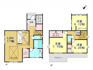 春日部市粕壁東、新築一戸建ての間取り画像です