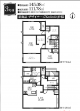 春日部市藤塚、新築一戸建ての間取り画像です