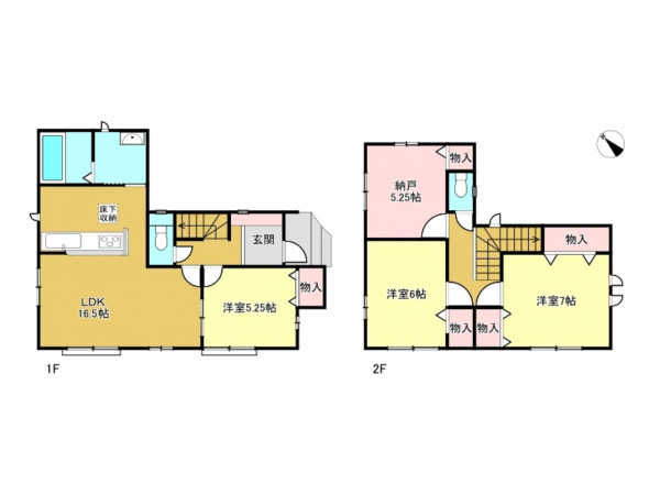 春日部市下蛭田、新築一戸建ての間取り画像です