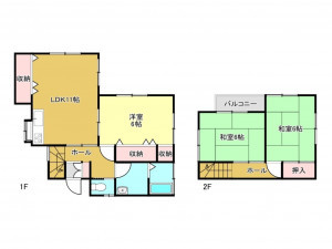 春日部市備後東、中古一戸建ての間取り画像です