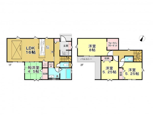 春日部市粕壁東、新築一戸建ての間取り画像です