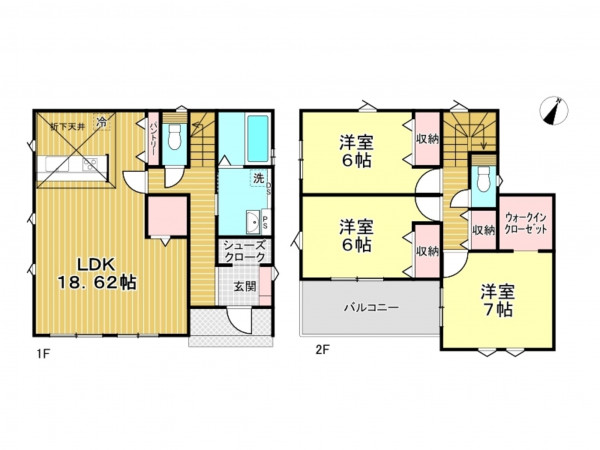 春日部市粕壁東、新築一戸建ての間取り画像です
