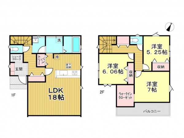 春日部市粕壁東、新築一戸建ての間取り画像です