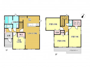 春日部市西金野井、新築一戸建ての間取り画像です