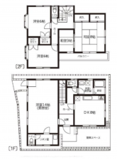 春日部市大衾、収益物件/店舗付住宅の間取り画像です