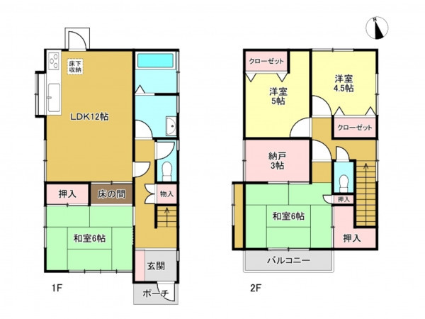 春日部市大場、中古一戸建ての間取り画像です