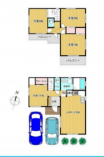 春日部市緑町、中古一戸建ての間取り画像です