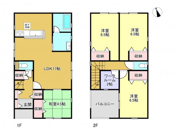 春日部市内牧、新築一戸建ての間取り画像です