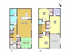 春日部市内牧、新築一戸建ての間取り画像です