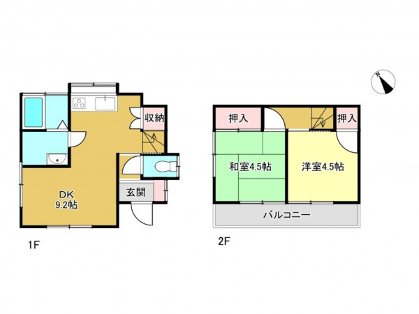 春日部市大枝、中古一戸建ての間取り画像です