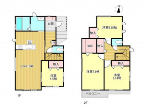 春日部市南、新築一戸建ての間取り画像です