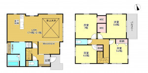 春日部市樋堀、新築一戸建ての間取り画像です