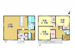 春日部市豊野町、新築一戸建ての間取り画像です