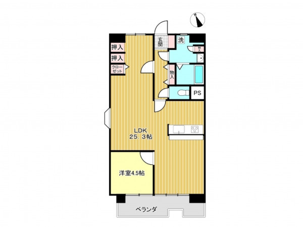 春日部市粕壁東、中古マンションの間取り画像です