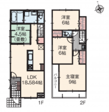 春日部市一ノ割、新築一戸建ての間取り画像です