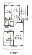 春日部市増富、中古マンションの間取り画像です