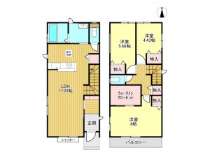 春日部市本田町、新築一戸建ての間取り画像です