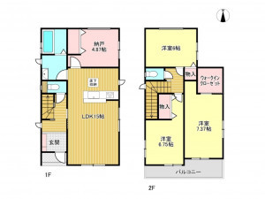 春日部市本田町、新築一戸建ての間取り画像です