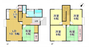 春日部市新宿新田、中古一戸建ての間取り画像です