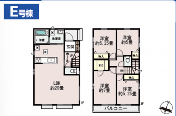春日部市一ノ割、新築一戸建ての間取り画像です