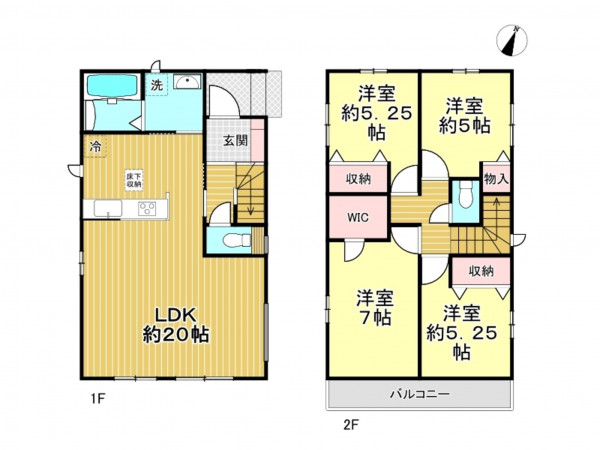 春日部市一ノ割、新築一戸建ての間取り画像です