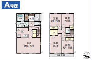 春日部市一ノ割、新築一戸建ての間取り画像です