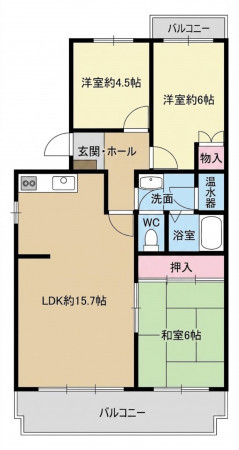 春日部市豊町、中古マンションの間取り画像です
