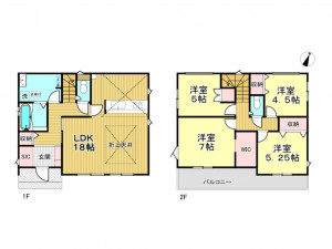 春日部市豊野町、新築一戸建ての間取り画像です