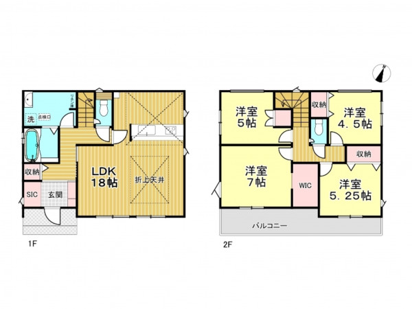 春日部市豊野町、新築一戸建ての間取り画像です