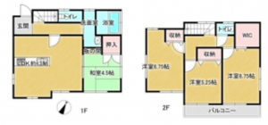 春日部市栄町、中古一戸建ての間取り画像です