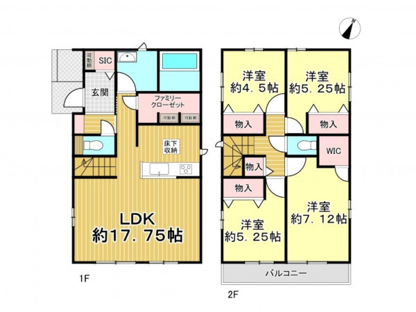 春日部市一ノ割、新築一戸建ての間取り画像です