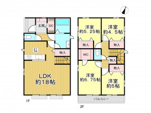 春日部市一ノ割、新築一戸建ての間取り画像です