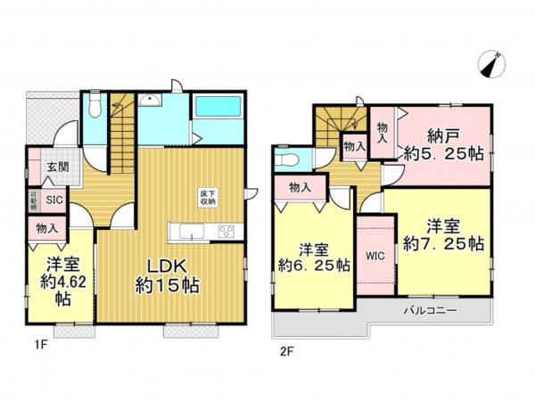 春日部市一ノ割、新築一戸建ての間取り画像です