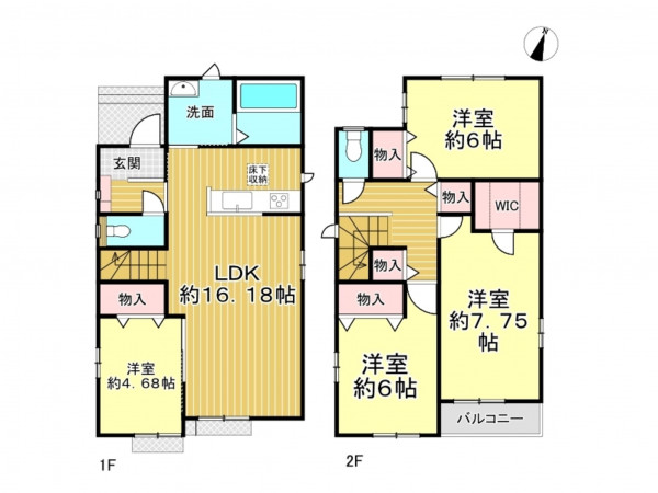 春日部市一ノ割、新築一戸建ての間取り画像です