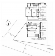 春日部市藤塚、収益物件/店舗付住宅の間取り画像です