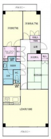 春日部市内牧、中古マンションの間取り画像です