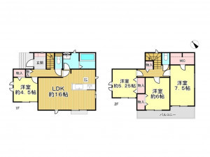 春日部市下蛭田、新築一戸建ての間取り画像です
