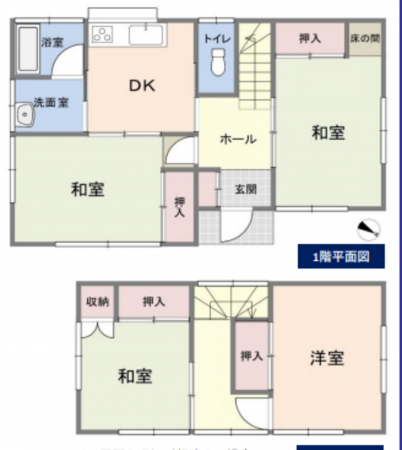 春日部市緑町、中古一戸建ての間取り画像です