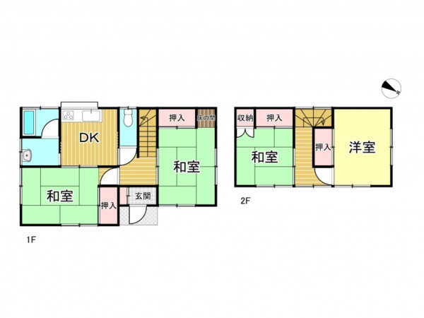 春日部市緑町、中古一戸建ての間取り画像です