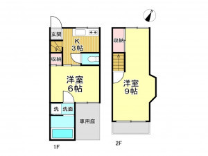 春日部市南中曽根、中古一戸建ての間取り画像です