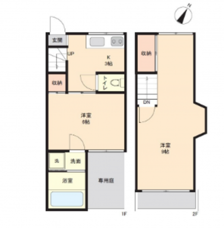 春日部市南中曽根、中古一戸建ての間取り画像です